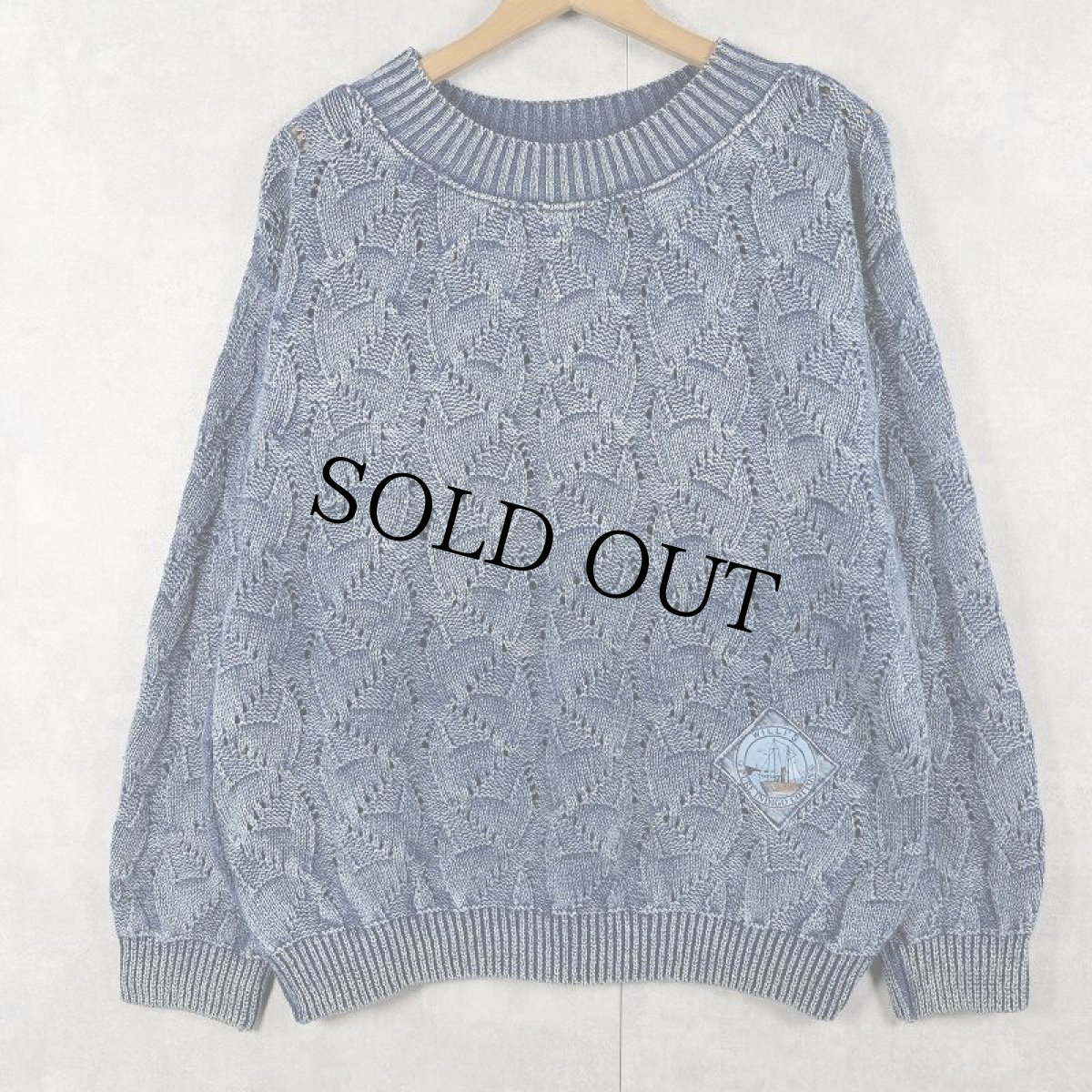 画像1: 80〜90's WILLI'S  DENMARK製 インディゴコットンニットセーター M (1)