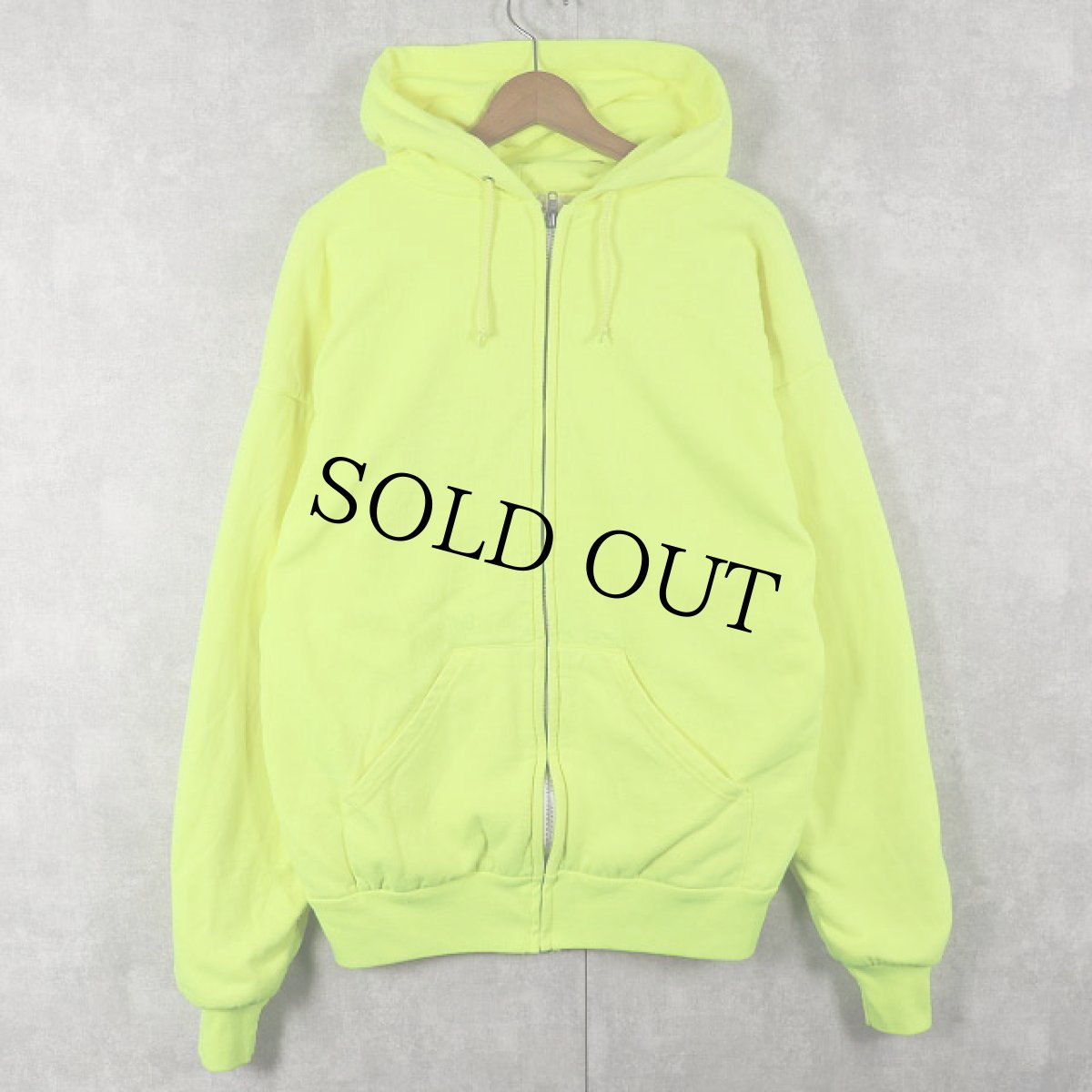画像1: ネオンカラー 裏サーマル 無地スウェットジップパーカー (1)
