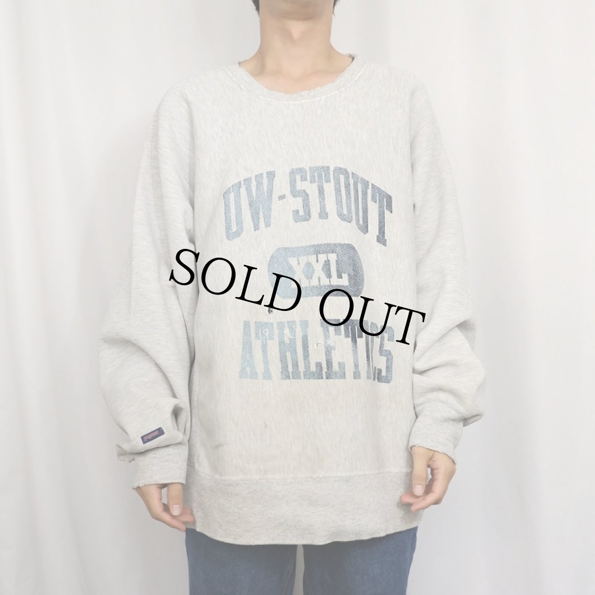 画像2: 90's JANSPORT USA製 REVERSE WEAVE TYPE "UW-STOUT ATHLETICS" プリントスウェット  (2)