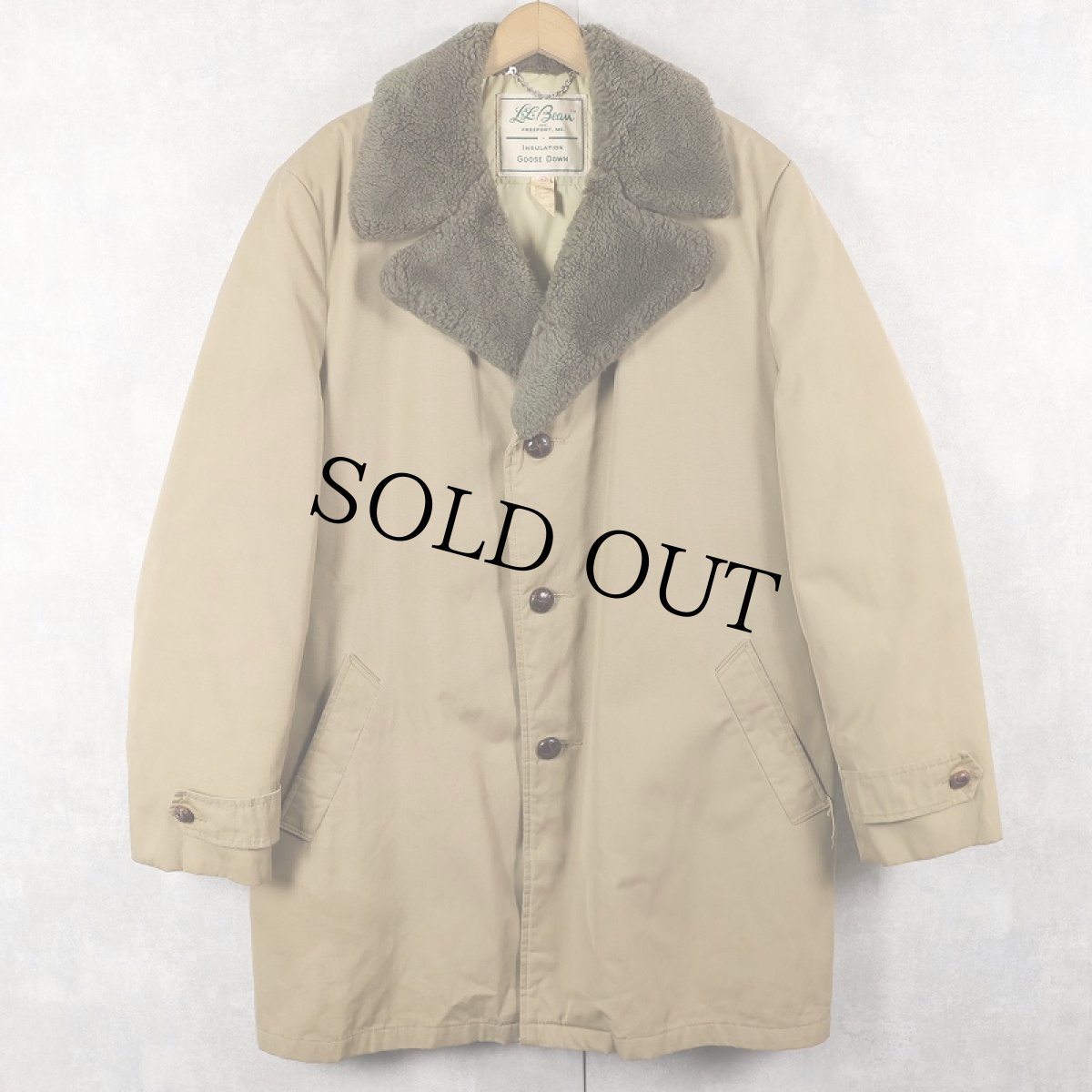 画像1: 70's L.L.Bean 筆記体タグ USA製 襟ボア グースダウンコート SIZE42 (1)
