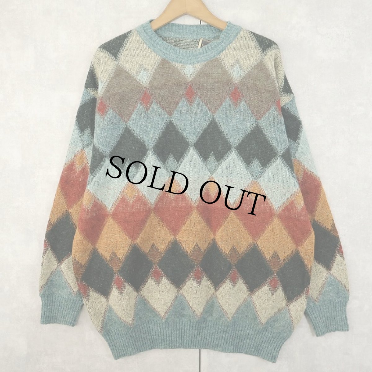 画像1: 90's SUSPENSE ITALY製 アーガイル柄 アルパカウールニットセーター SIZE56 (1)