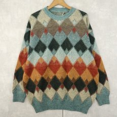 画像1: 90's SUSPENSE ITALY製 アーガイル柄 アルパカウールニットセーター SIZE56 (1)