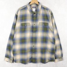 画像1: 2013AW Patagonia "ORGANIC COTTON" オンブレーチェック柄 コットン×ポリエステルシャツ XL (1)