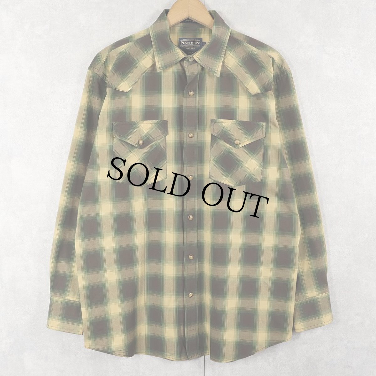 画像1: PENDLETON "FRONTIER" オンブレーチェック柄 ウエスタンシャツ M (1)