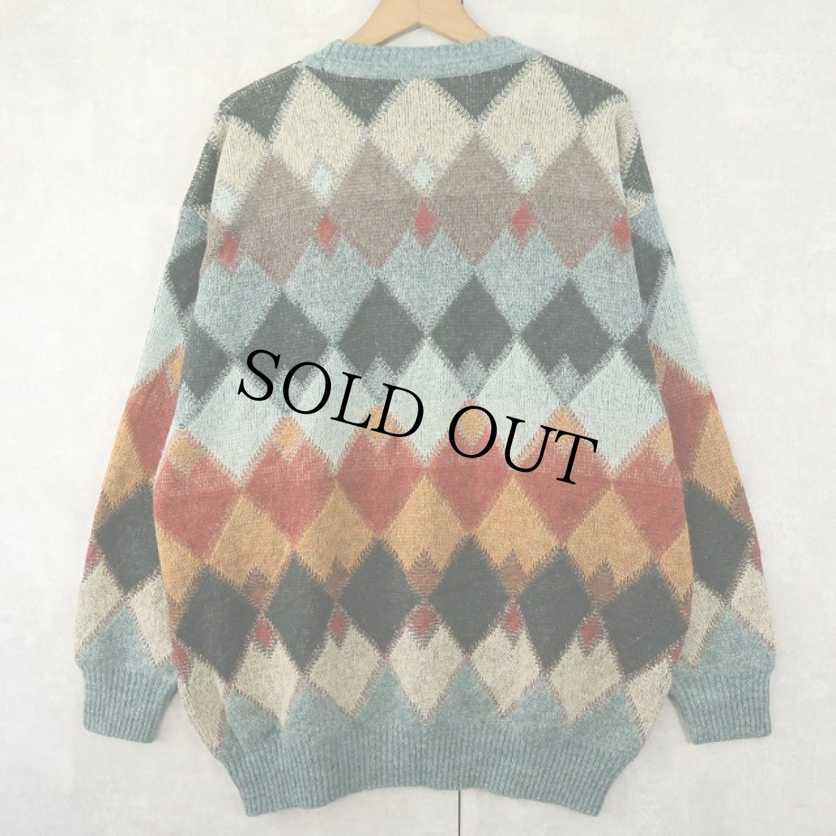 画像2: 90's SUSPENSE ITALY製 アーガイル柄 アルパカウールニットセーター SIZE56 (2)