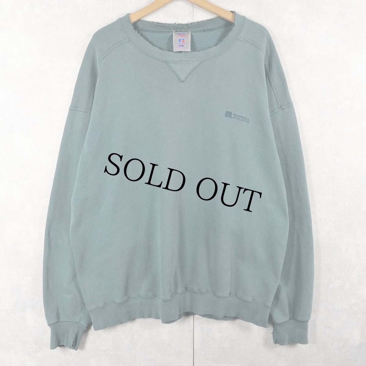 画像1: 90's RUSSELL ATHLETIC USA製 "HIGH COTTON" ロゴ刺繍 前V スウェット L (1)