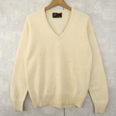 画像1: 80's DF Vネック カシミアニットセーター SIZE40 (1)