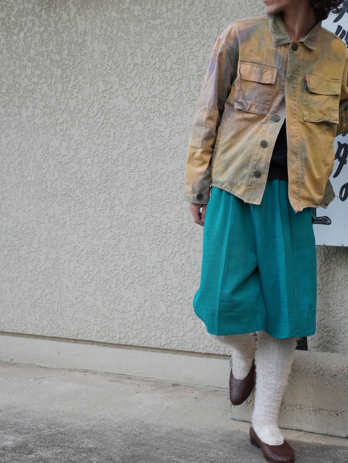 画像2: Levi's カットオフ ブリーチ加工 コットンジャケット L (2)