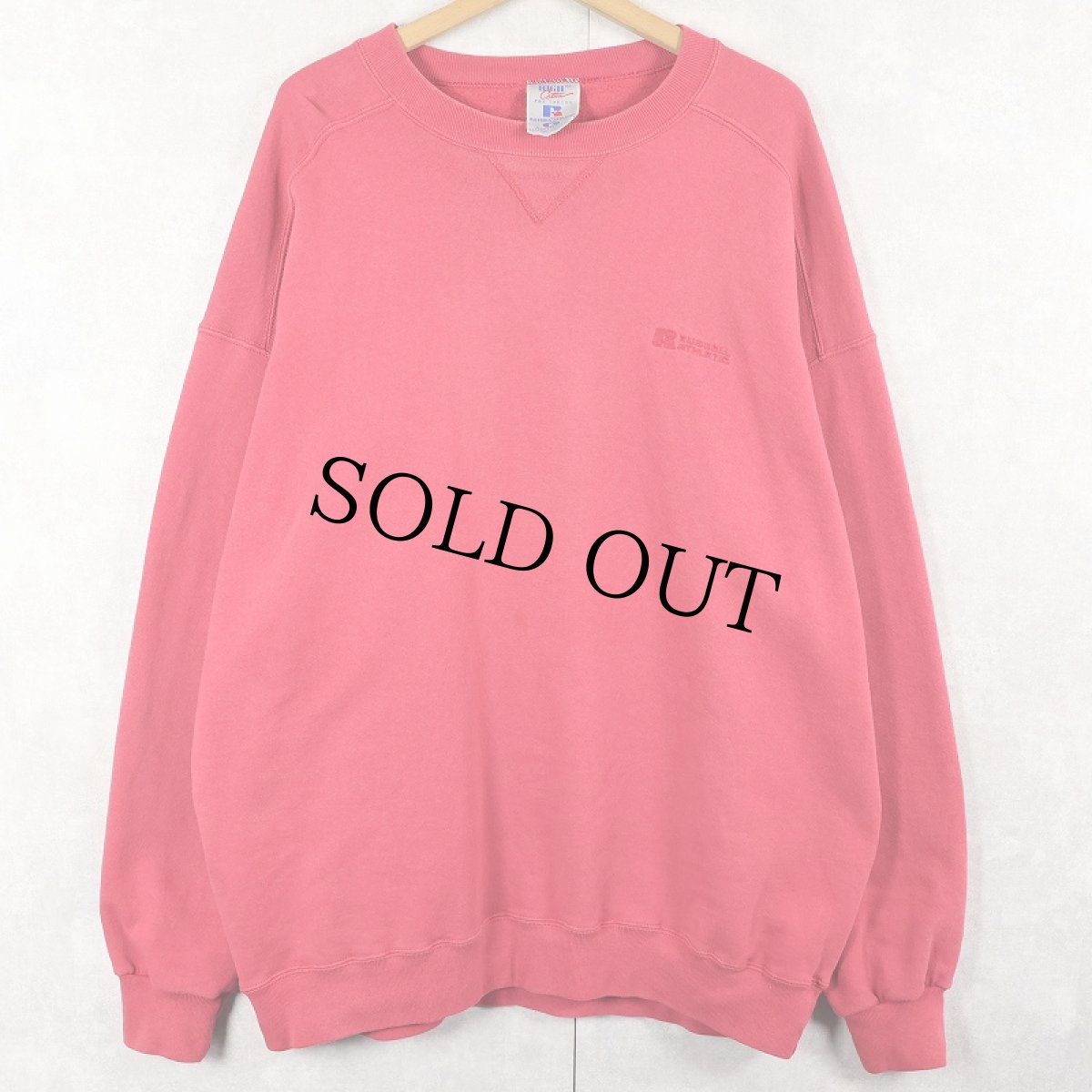 画像1: 90's RUSSELL ATHLETIC USA製 "HIGH COTTON" ロゴ刺繍 前V スウェット XL (1)