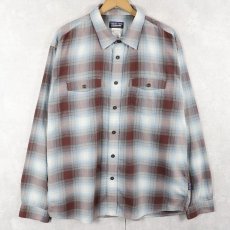 画像1: 2012AW Patagonia "ORGANIC COTTON" オンブレーチェック柄 コットン×ポリエステルシャツ L (1)