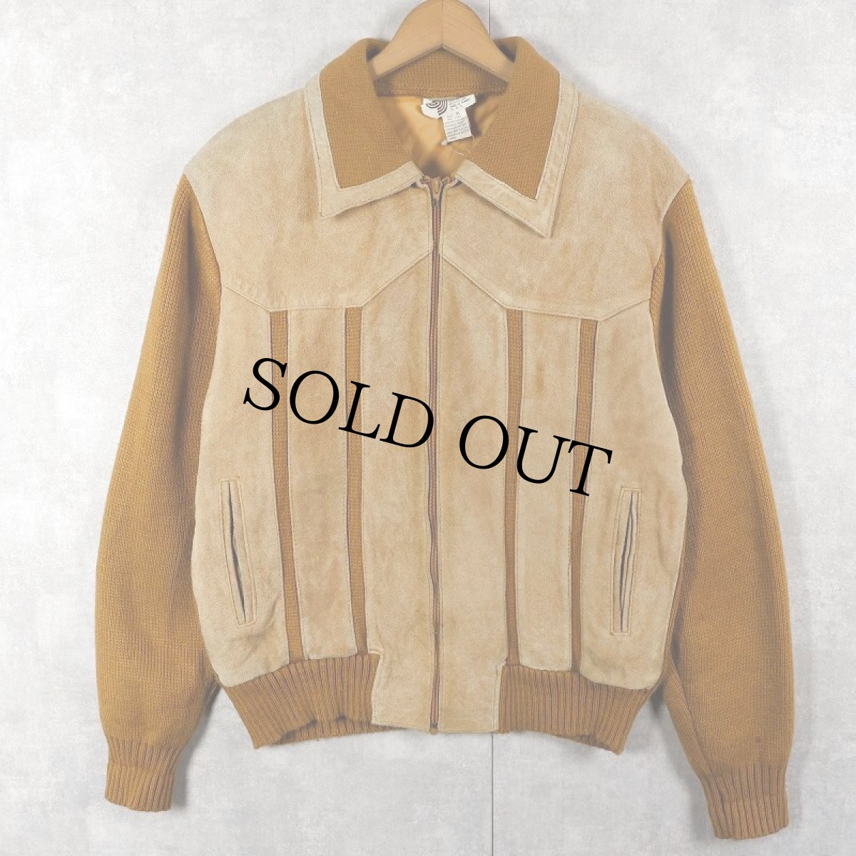 画像1: 80's〜 SILTON ニット切り替え スエードレザージャケット XL (1)