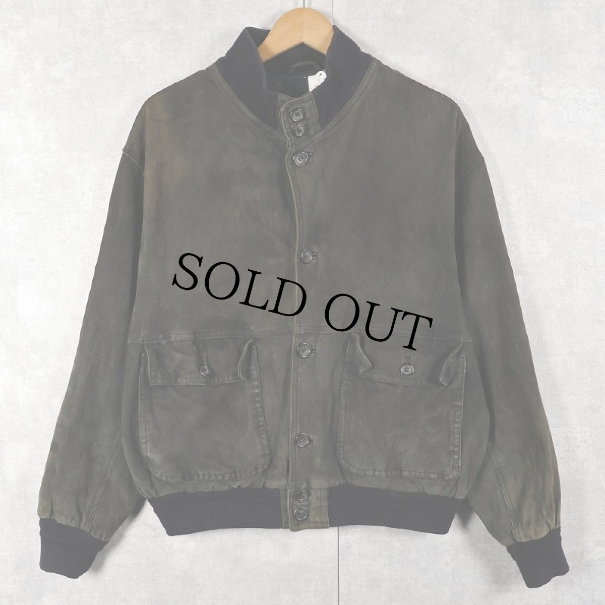 画像2: "A-1 TYPE" スエードレザージャケット BLACK SIZE58 (2)