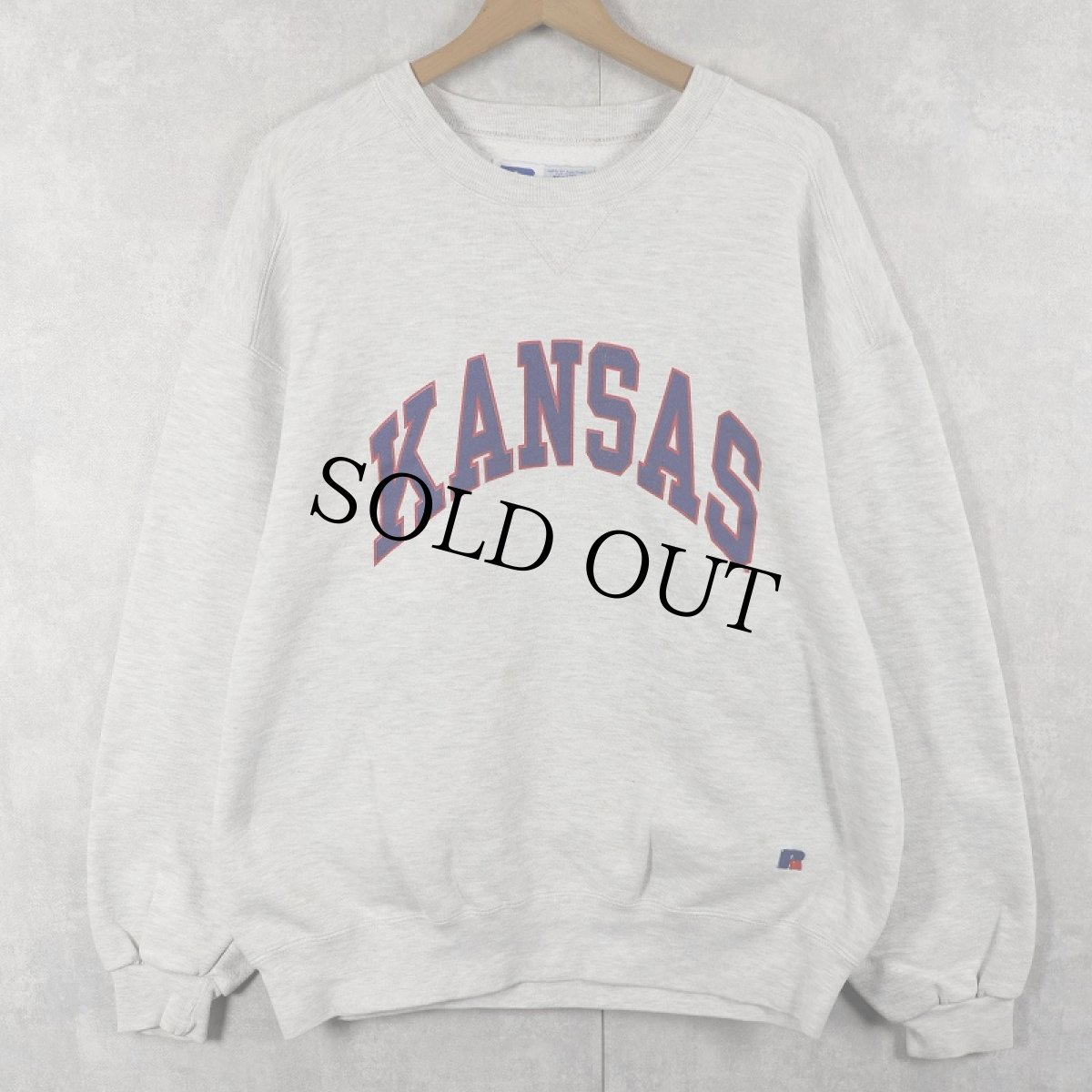 画像1: 90's RUSSELL ATHLETIC "HIGH COTTON" USA製  前V プリントスウェット XL (1)