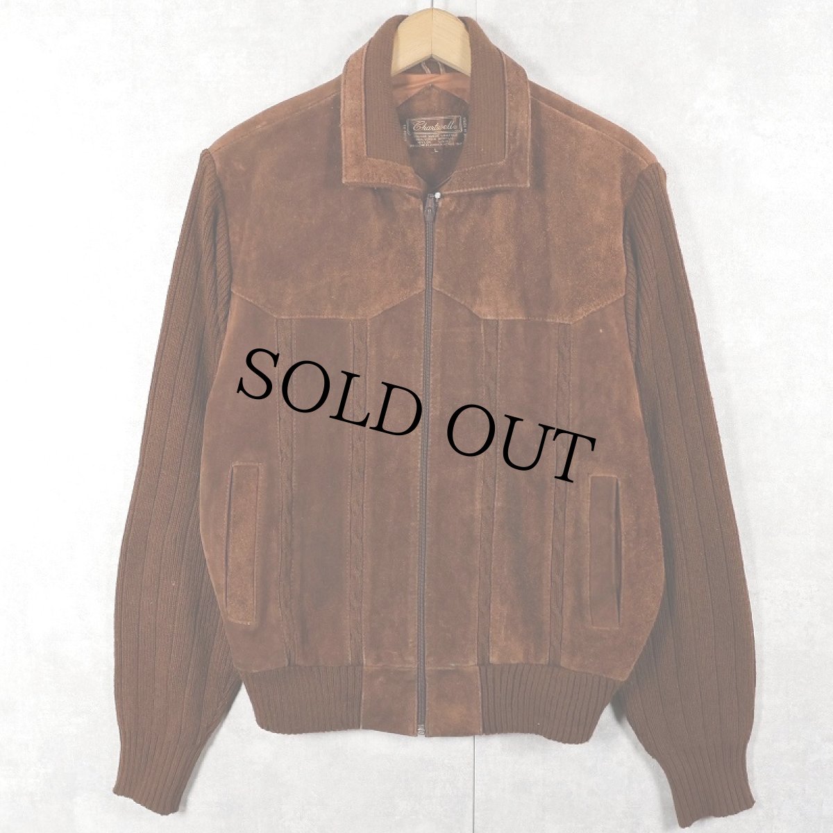 画像1: 80's〜 Chartwell ニット切り替え スエードレザージャケット L (1)