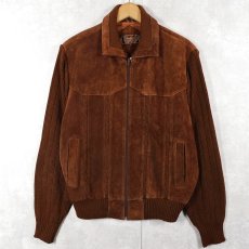 画像1: 80's〜 Chartwell ニット切り替え スエードレザージャケット L (1)