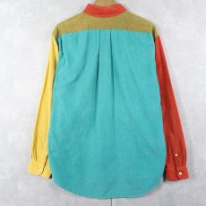 画像2: 90's J.CREW クレイジーパターン コーデュロイボタンダウンシャツ M (2)