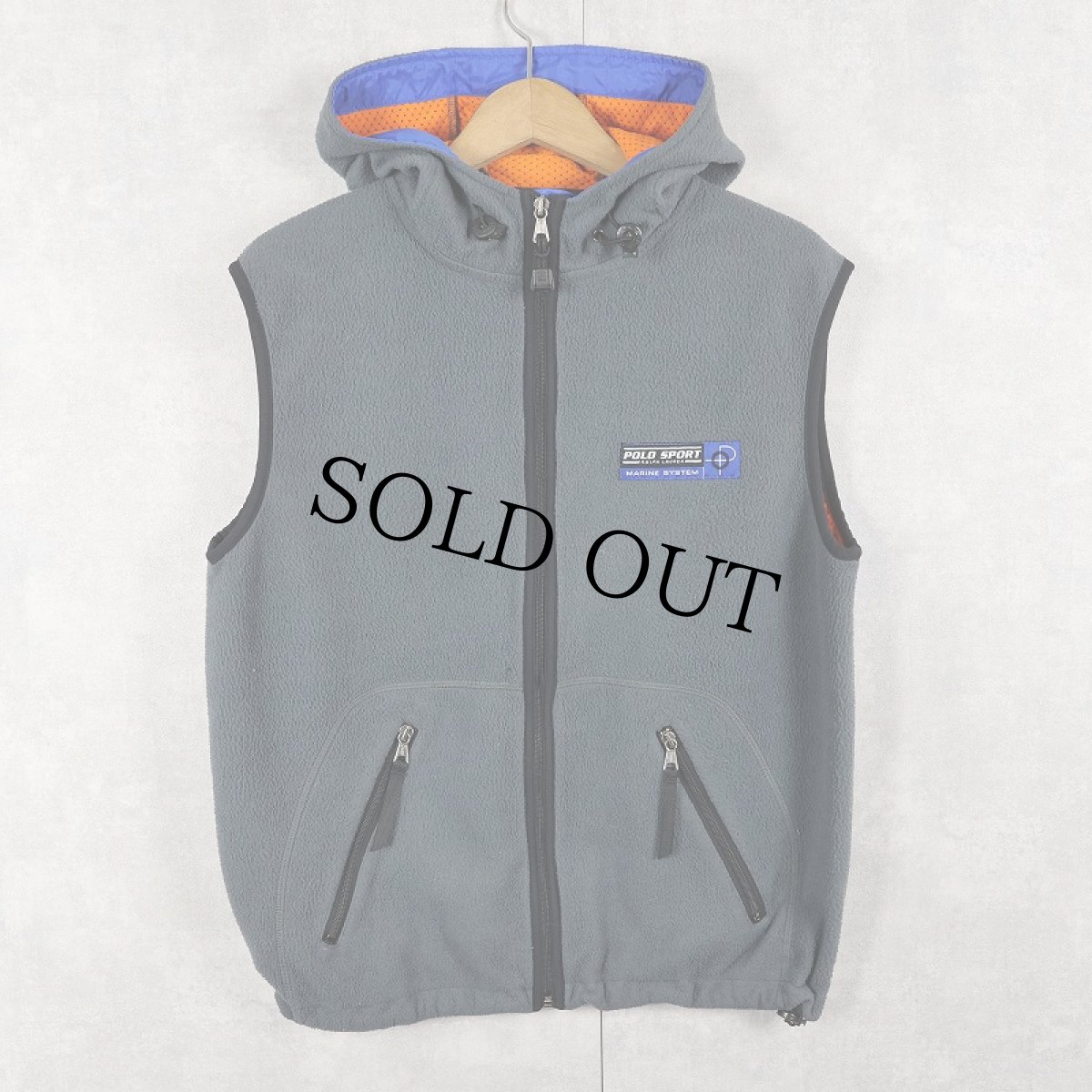 画像2: 90's POLO SPORT Ralph Lauren USA製 "RL-67 MARINE SYSTEM" フーデッド フリースジップベスト M (2)