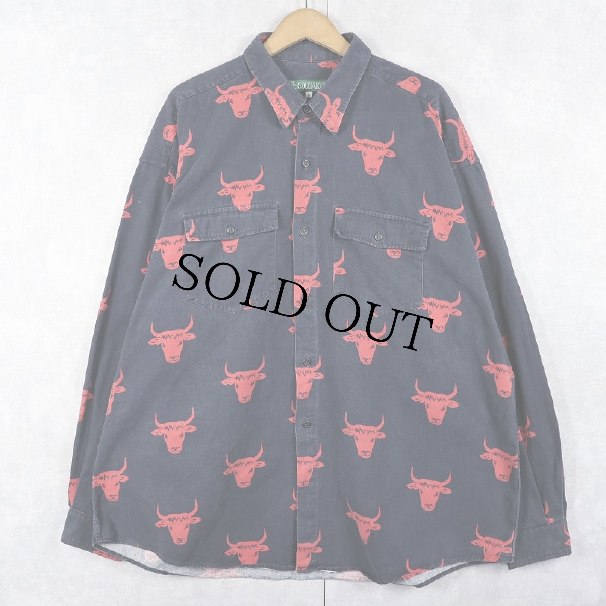 画像1: 90's〜 SOULEIADO FRANCE製 闘牛柄 コットンシャツ BLACK SIZE6 (1)