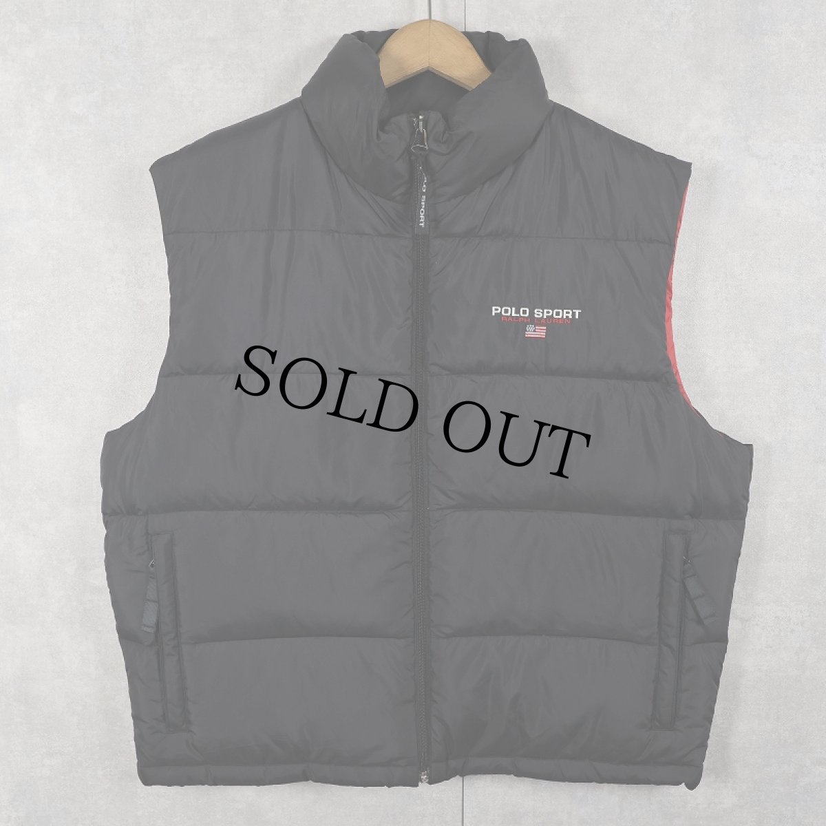 画像1: 90's POLO SPORT Ralph Lauren ロゴ刺繍 ダウンベスト BLACK L (1)