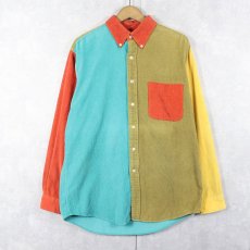 画像1: 90's J.CREW クレイジーパターン コーデュロイボタンダウンシャツ M (1)
