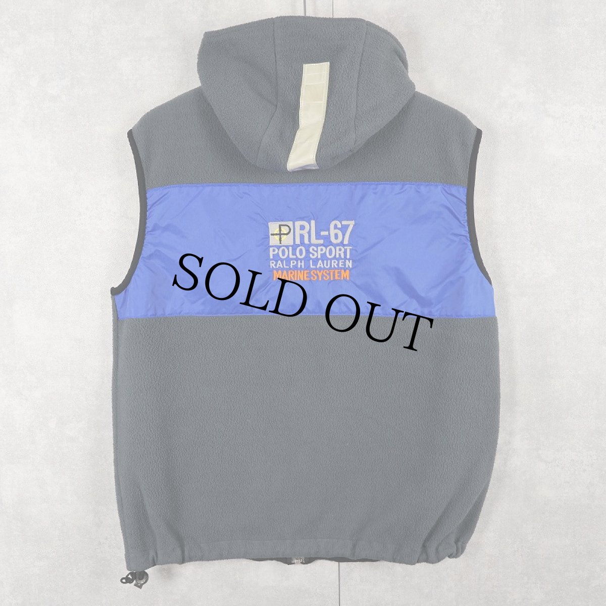 画像1: 90's POLO SPORT Ralph Lauren USA製 "RL-67 MARINE SYSTEM" フーデッド フリースジップベスト M (1)