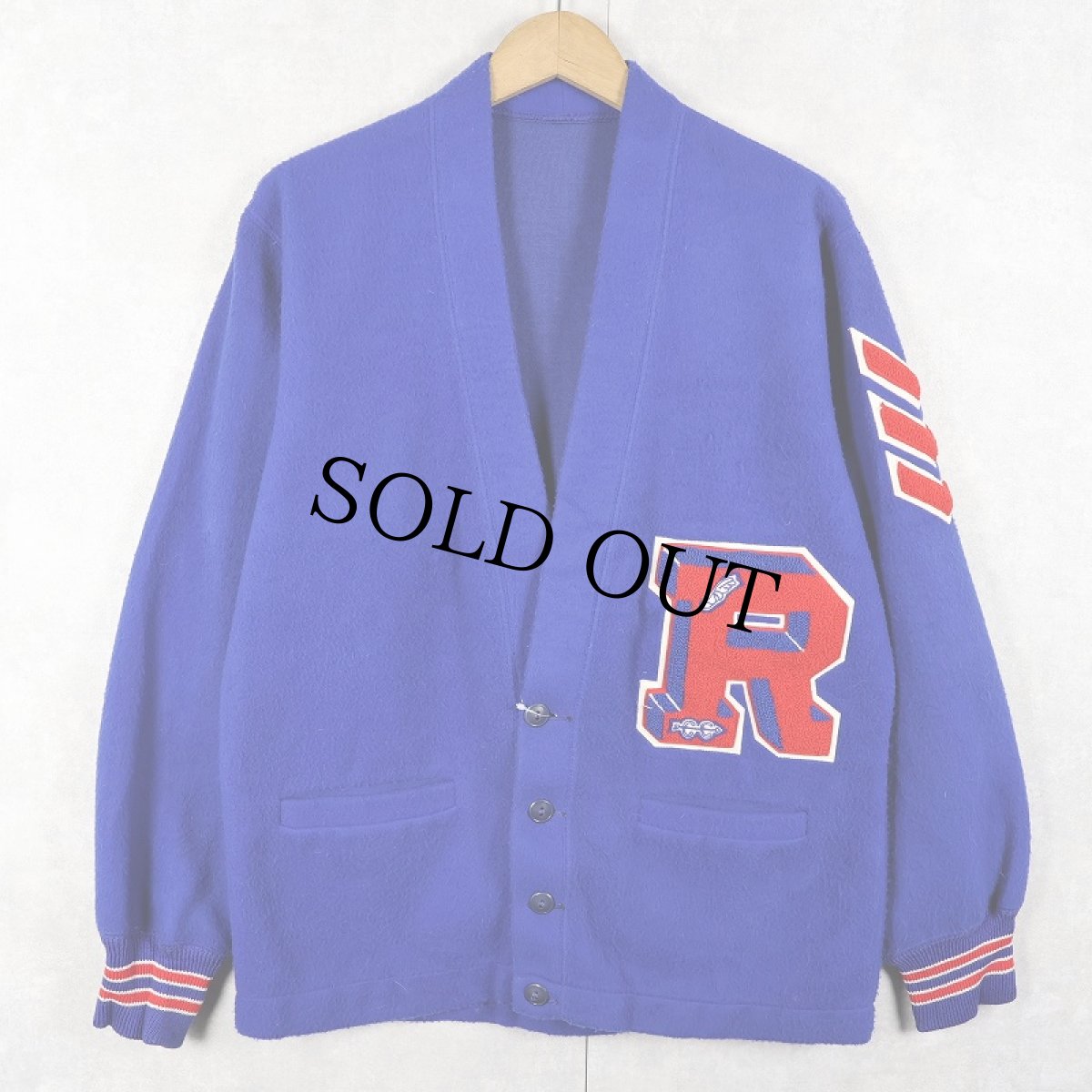 画像1: 〜70's フェルト レタードカーディガン (1)