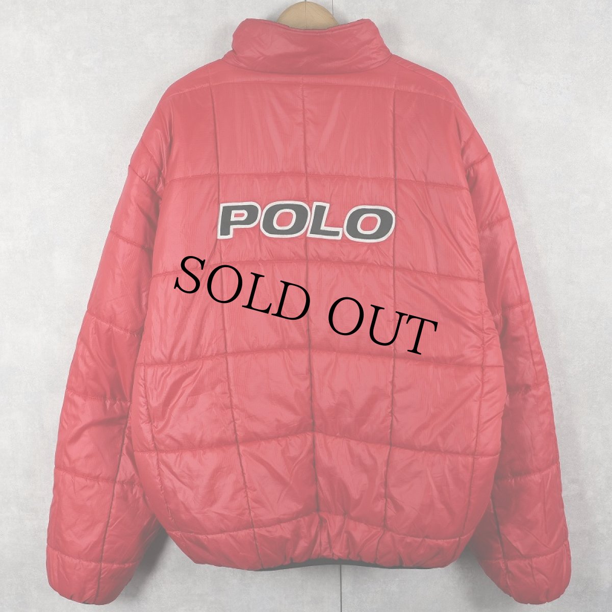 画像1: 90's POLO SPORT Ralph Lauren ロゴパッチ付き 中綿入り リバーシブルプルオーバージャケット RED×BLACK  XXL (1)