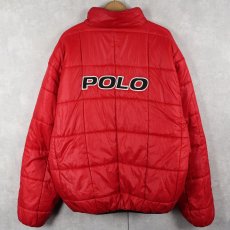 画像1: 90's POLO SPORT Ralph Lauren ロゴパッチ付き 中綿入り リバーシブルプルオーバージャケット RED×BLACK  XXL (1)