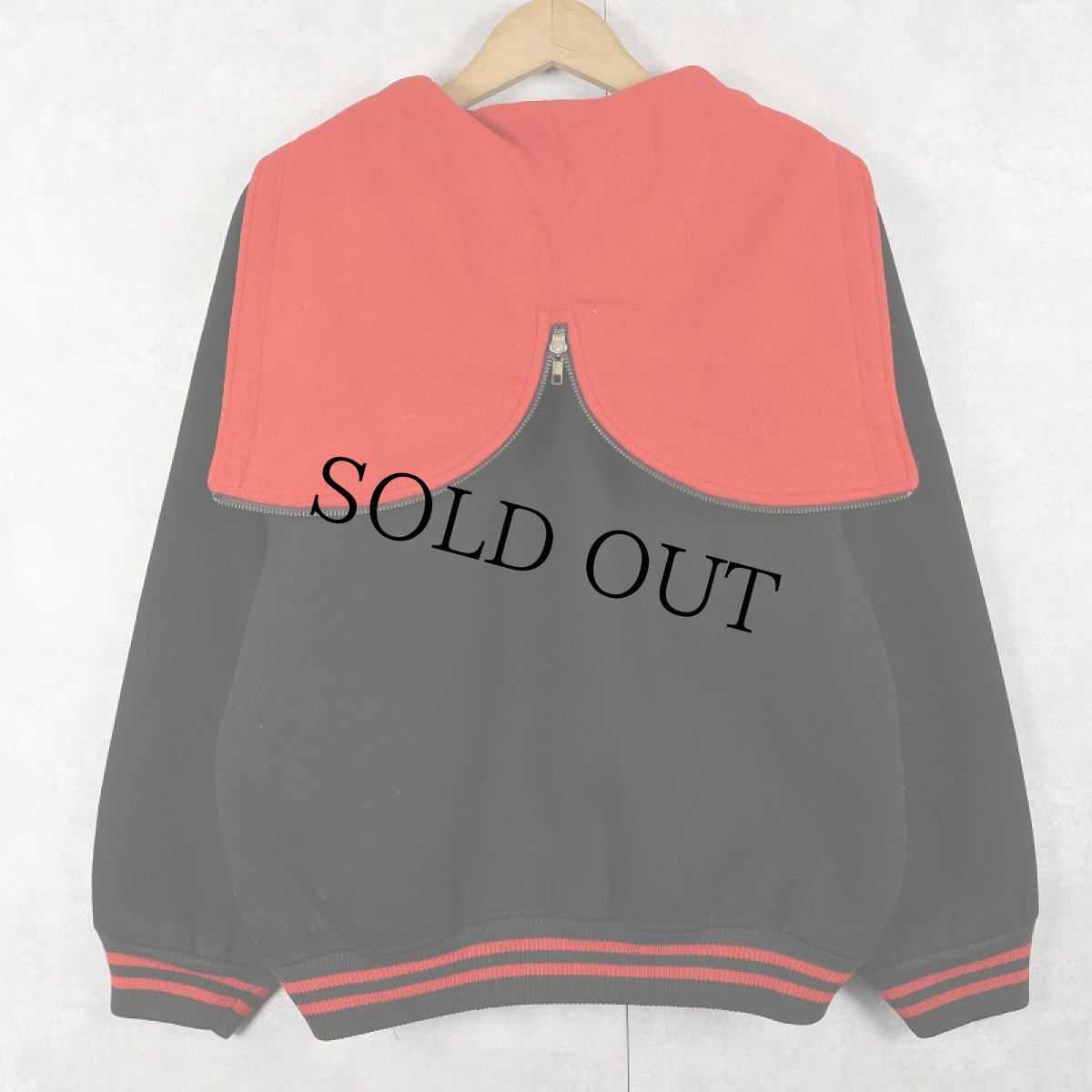 画像2: POLO Ralph Lauren エンブレムパッチ付き ラビットフード メルトンウールジャケット BLACK S (2)