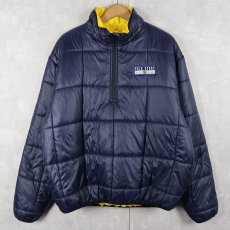 画像2: 90's POLO SPORT Ralph Lauren ロゴパッチ付き 中綿入り リバーシブルプルオーバージャケット L NAVY×YELLOW (2)