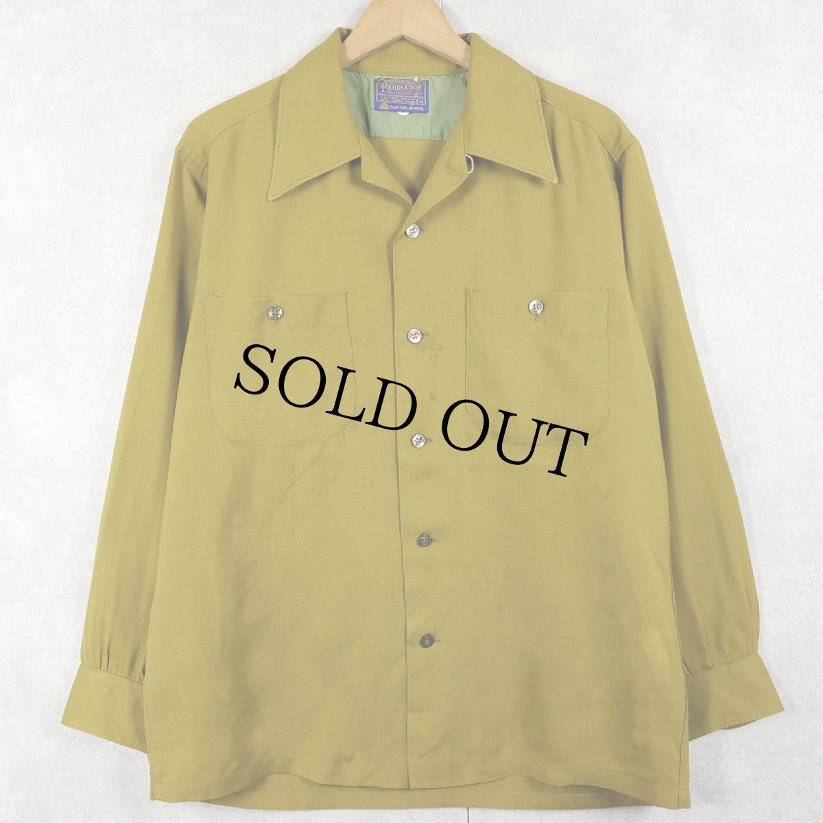 画像1: 60's PENDLETON オープンカラーウールシャツ M (1)