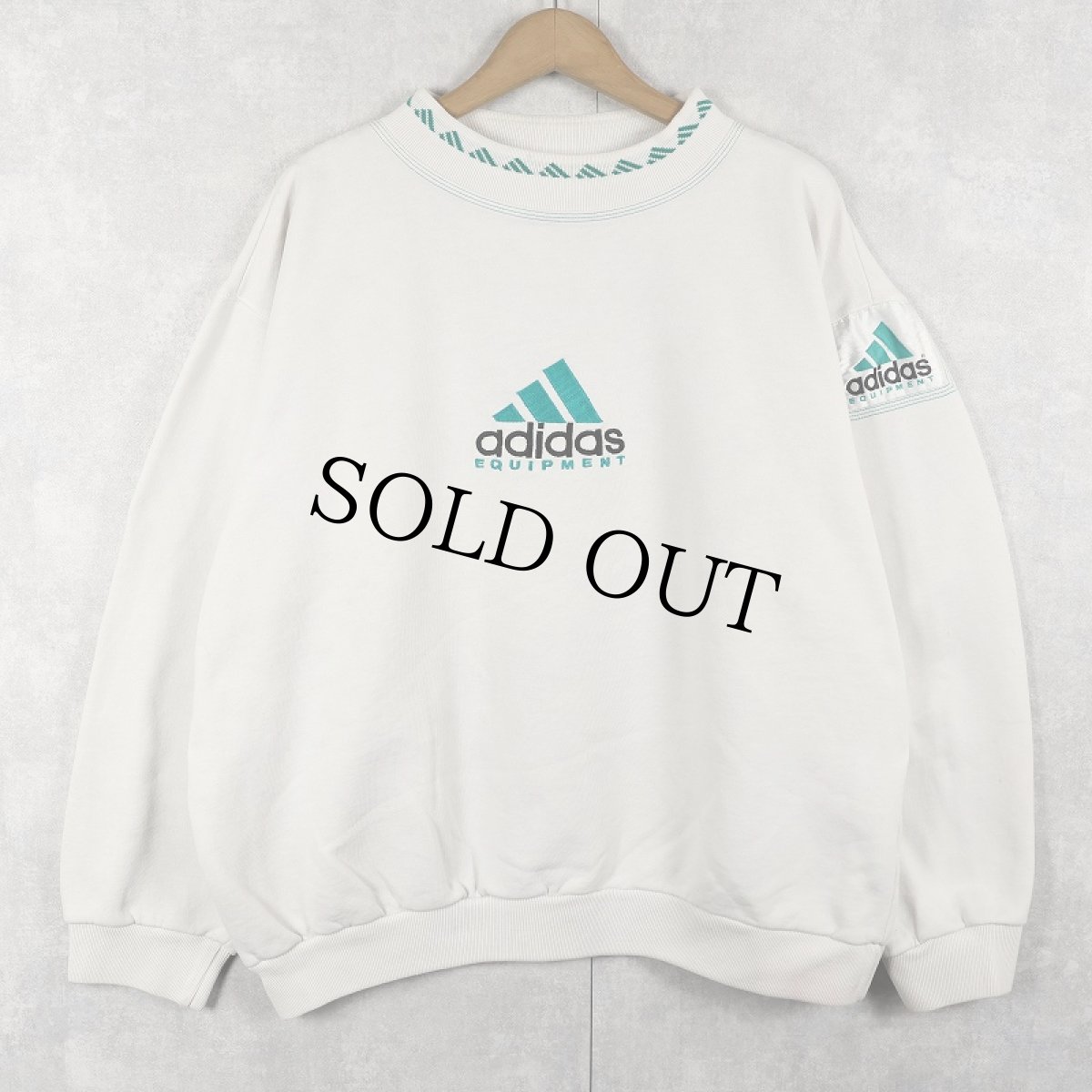 画像1: 90's adidas EQUIPMENT ロゴ刺繍 モックネックスウェット L (1)
