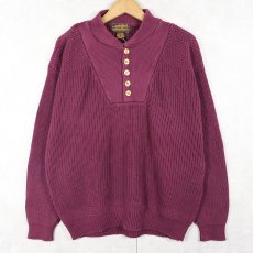 画像1: 80〜90's Eddie Bauer ヘンリーネック コットンニットセーター M (1)
