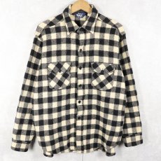画像1: 80's Woolrich USA製 ブロックチェック柄 ウールシャツ L (1)