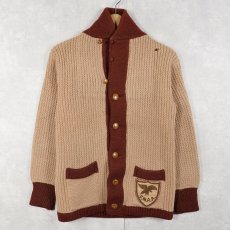 画像1: 50〜60's IDEAL-KNIT CANADA製 ワッペン付き カウチンニットカーディガン YOUTH SIZE (1)
