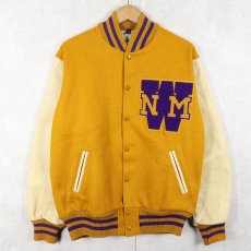 画像1: 〜70's ワッペン付き ウール×レザー スタジャン (1)