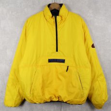 画像3: 90's POLO SPORT Ralph Lauren ロゴパッチ付き 中綿入り リバーシブルプルオーバージャケット L NAVY×YELLOW (3)