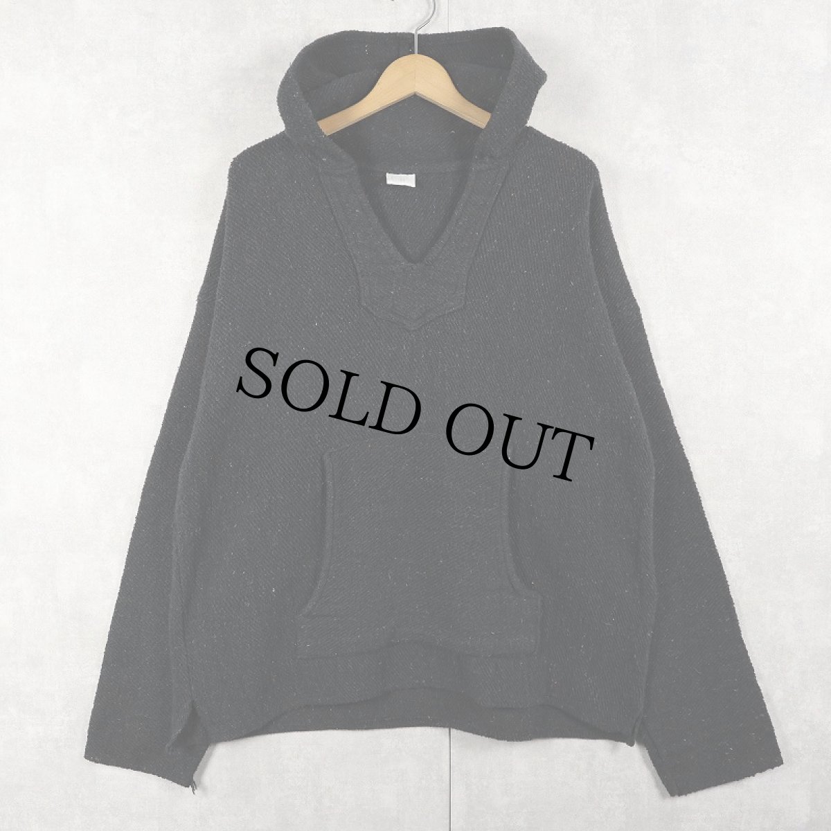 画像1: カラーネップ混 コットンメキシカンパーカー BLACK (1)