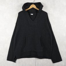 画像1: カラーネップ混 コットンメキシカンパーカー BLACK (1)