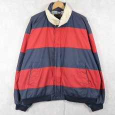 画像1: 90's〜 Brooks Brothers ボーダー柄 裏フリース コットンスイングトップ XL (1)