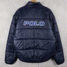 画像1: 90's POLO SPORT Ralph Lauren ロゴパッチ付き 中綿入り リバーシブルプルオーバージャケット L NAVY×YELLOW (1)
