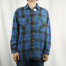 画像2: 80's KEY STONE USA製 チェック柄 ヘビーネルシャツ L (2)