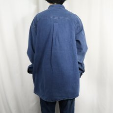 画像3: 80〜90's L.L.Bean USA製 刺子織り インディゴコットンボタンダウンシャツ XL (3)