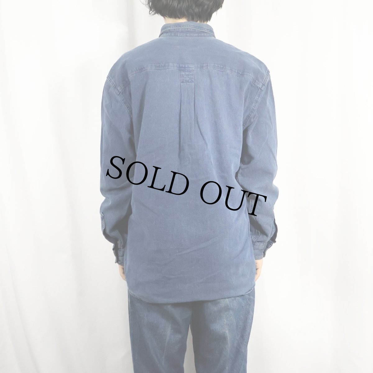 画像3: 80〜90's L.L.Bean USA製 刺子織り インディゴコットンボタンダウンシャツ M (3)