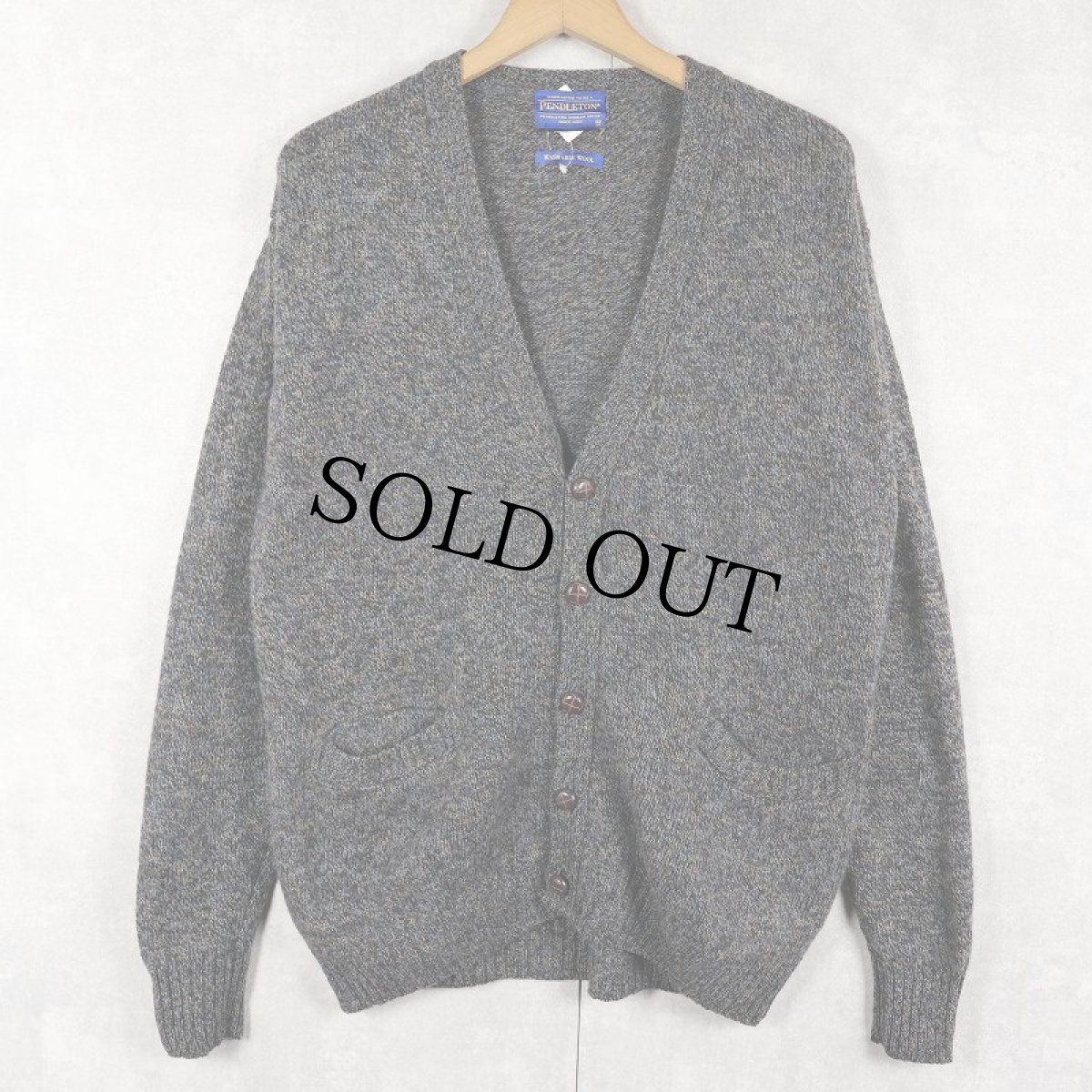 画像1: PENDLETON ネップ混 ウールニットカーディガン M (1)