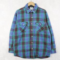 画像1: 80's KEY STONE USA製 チェック柄 ヘビーネルシャツ L (1)