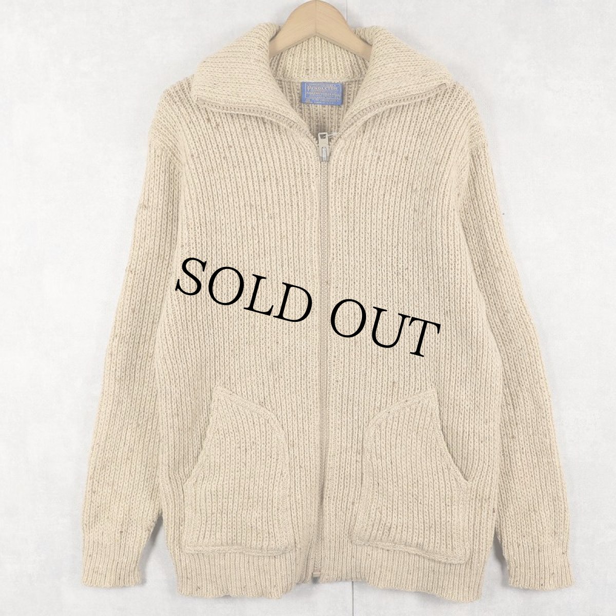 画像1: 70's PENDLETON USA製 ネップ混 ウールニットジップジャケット L (1)