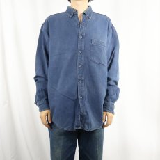 画像2: 80〜90's L.L.Bean USA製 刺子織り インディゴコットンボタンダウンシャツ M (2)