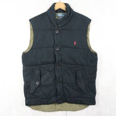 画像1: POLO Ralph Lauren 中綿入り スウェットベスト BLACK L (1)