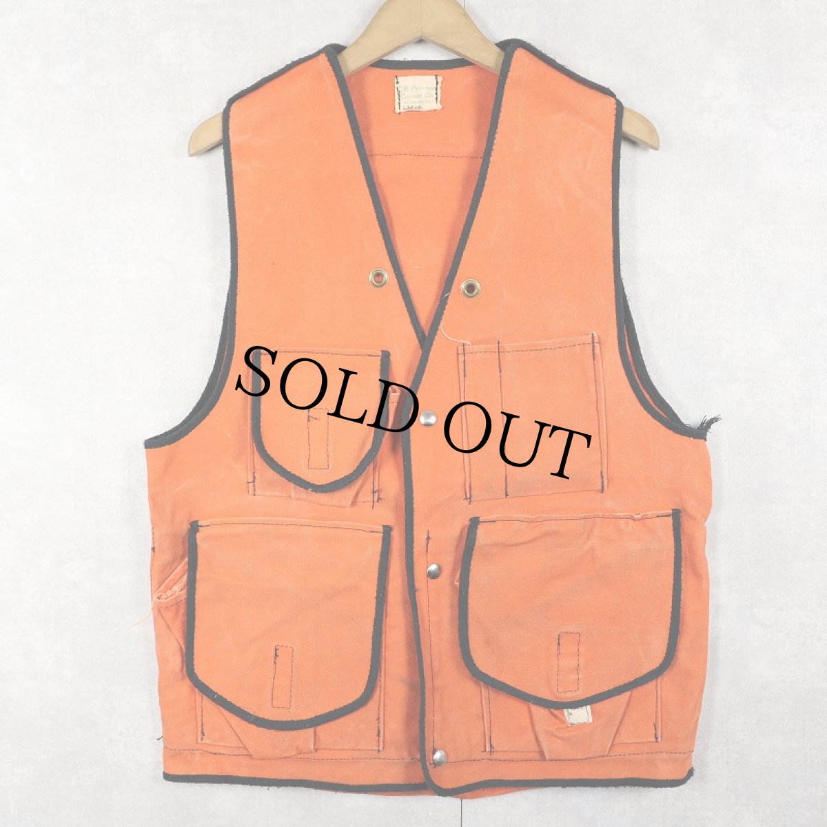 画像1: 60's〜 コットンキャンバス ハンティングベスト (1)